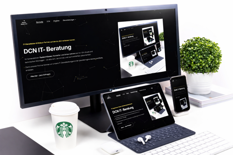 neuebild büroplatz mit schwarzer webseite